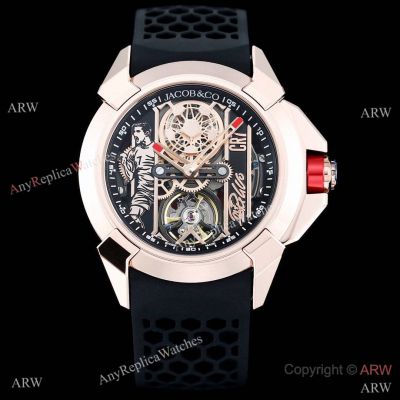 Replica Jacob & Co. Epic x CR7 44 mm Watches Rose Gold Black Rubber Band